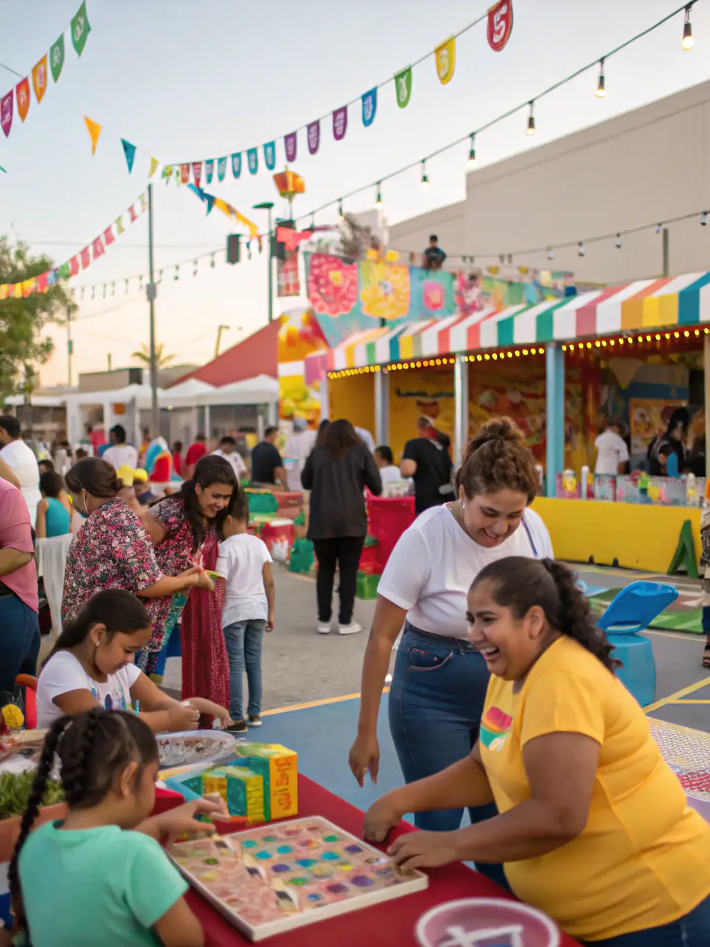 A community event showcasing local crafts and historical artifacts, with people of all ages participating and enjoying the festivities.